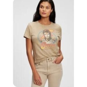 Gap David Bowie Tan Cropped T-Shirt